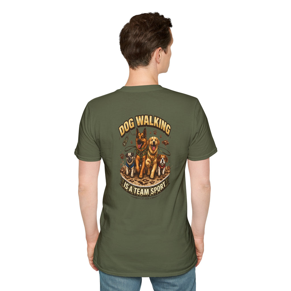 Slogan Tee 'Dog Walking Is A Team Sport' Graphic
