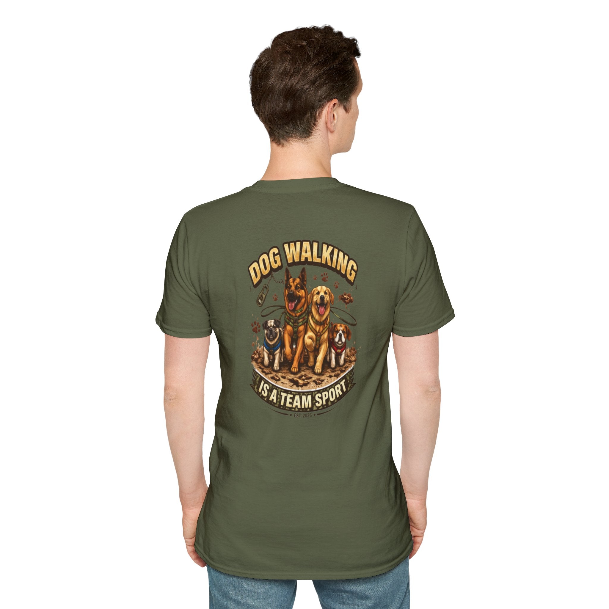 Slogan Tee 'Dog Walking Is A Team Sport' Graphic
