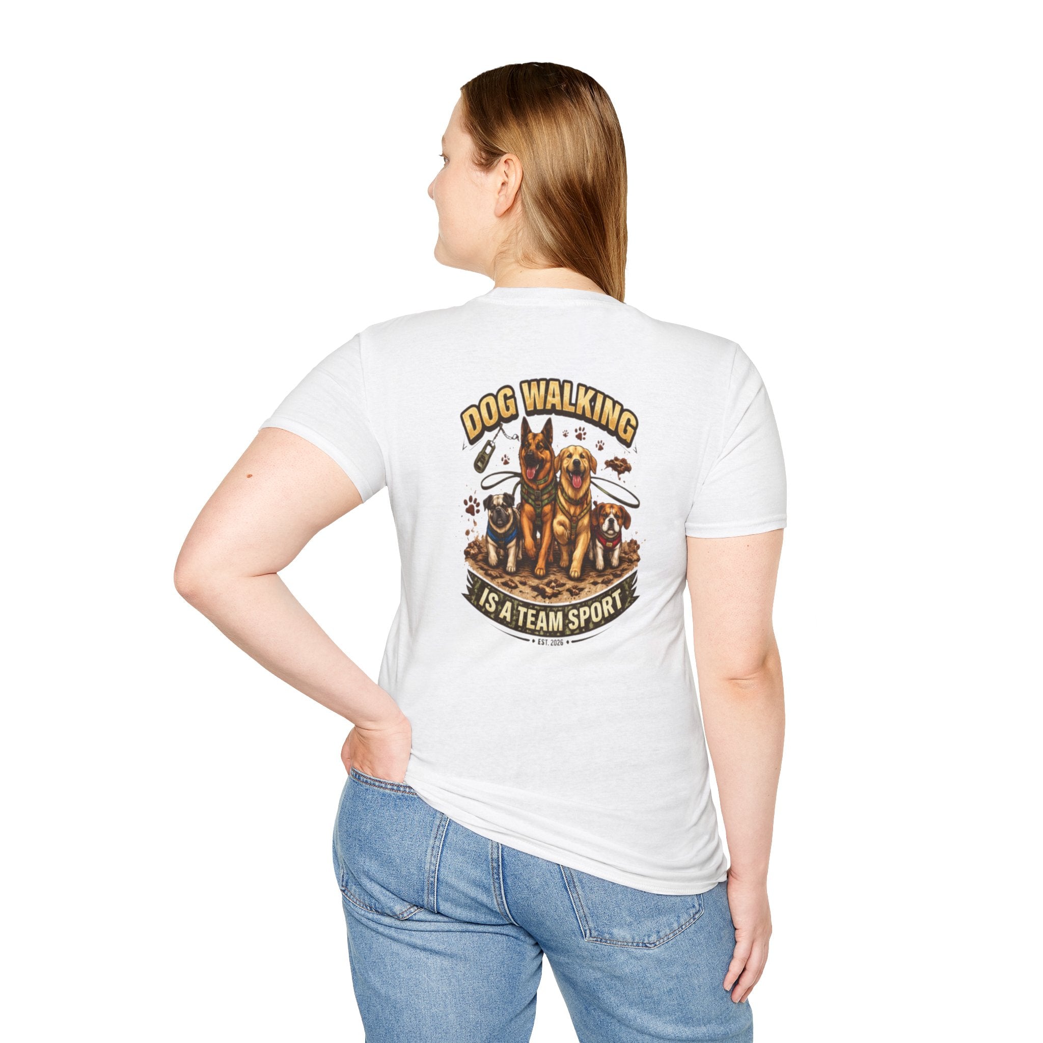 Slogan Tee 'Dog Walking Is A Team Sport' Graphic