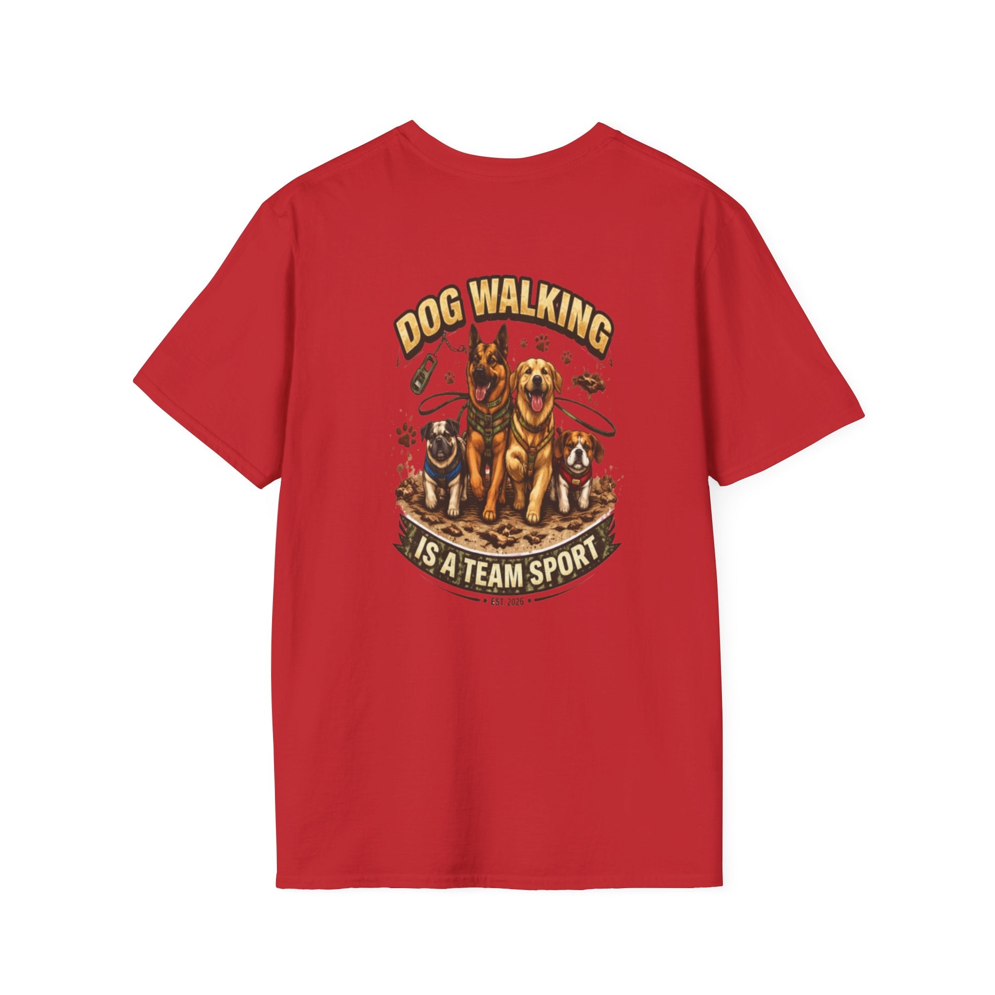 Slogan Tee 'Dog Walking Is A Team Sport' Graphic