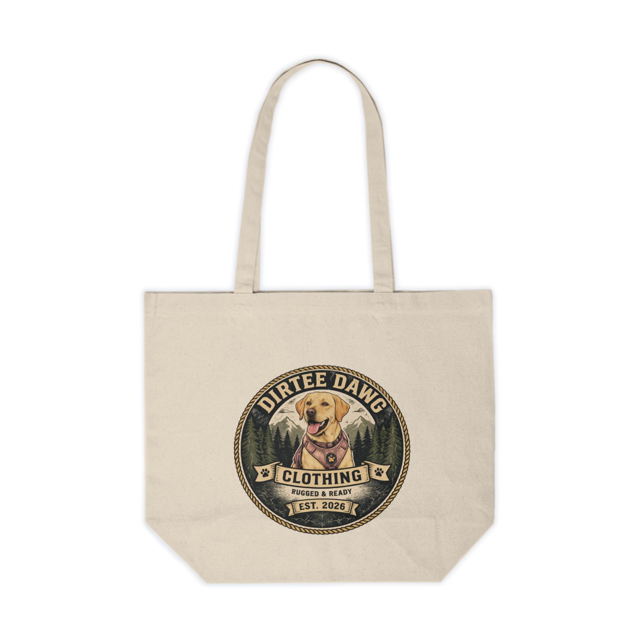 Dirtee Dawg Canvas Tote Bag – Vintage Dog Logo & Paw Print