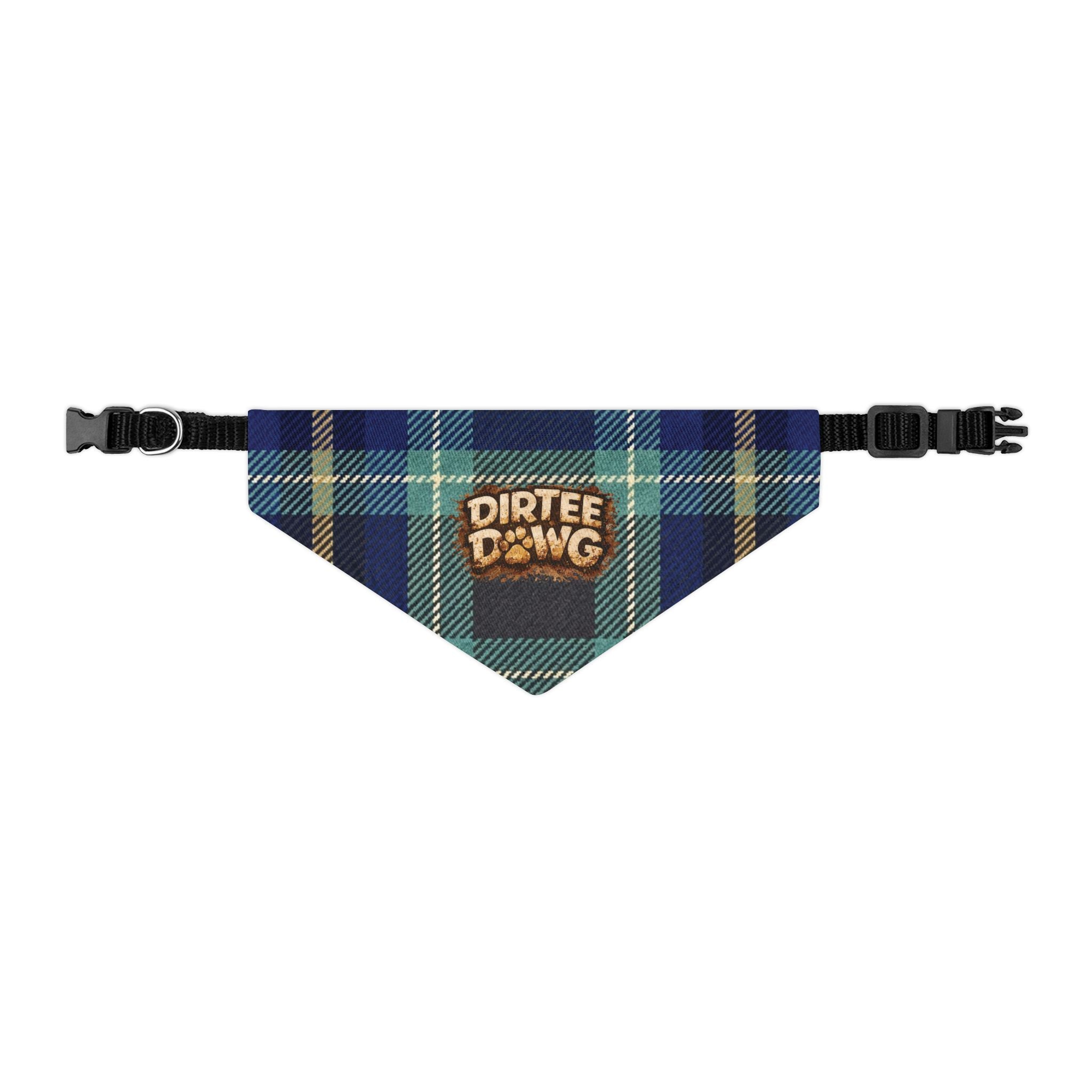 "Dirtee Dawg" Blue Plaid Bandana, Collar