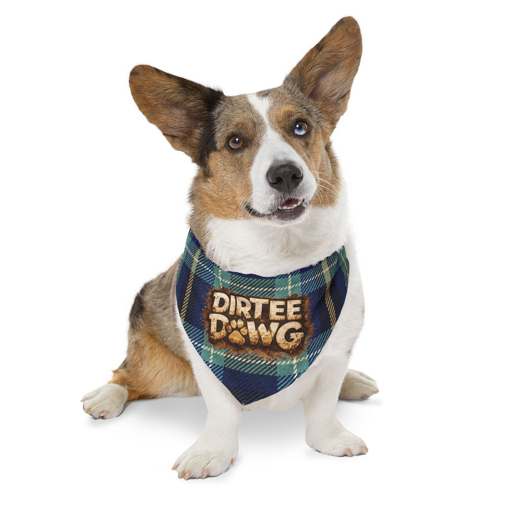 "Dirtee Dawg" Blue Plaid Bandana, Collar
