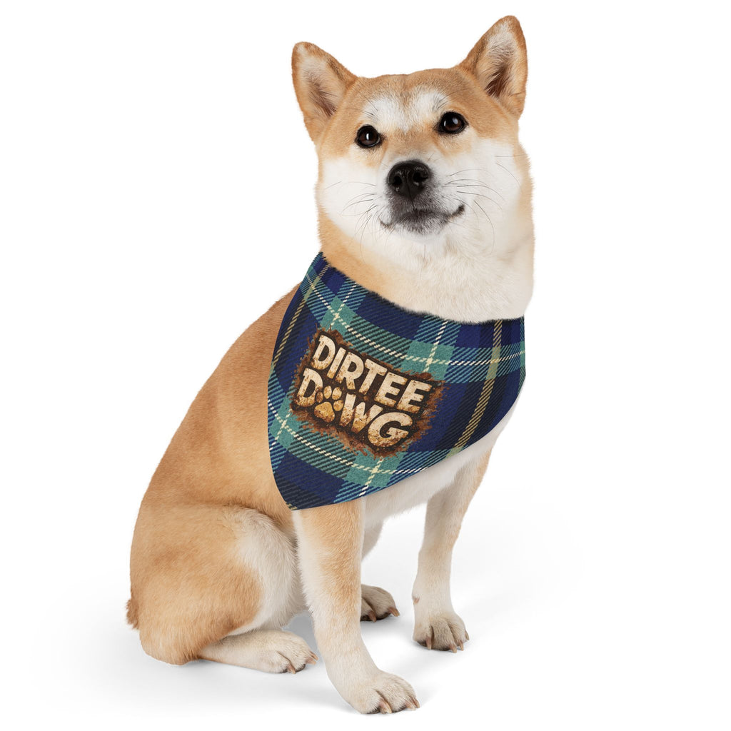 "Dirtee Dawg" Blue Plaid Bandana, Collar