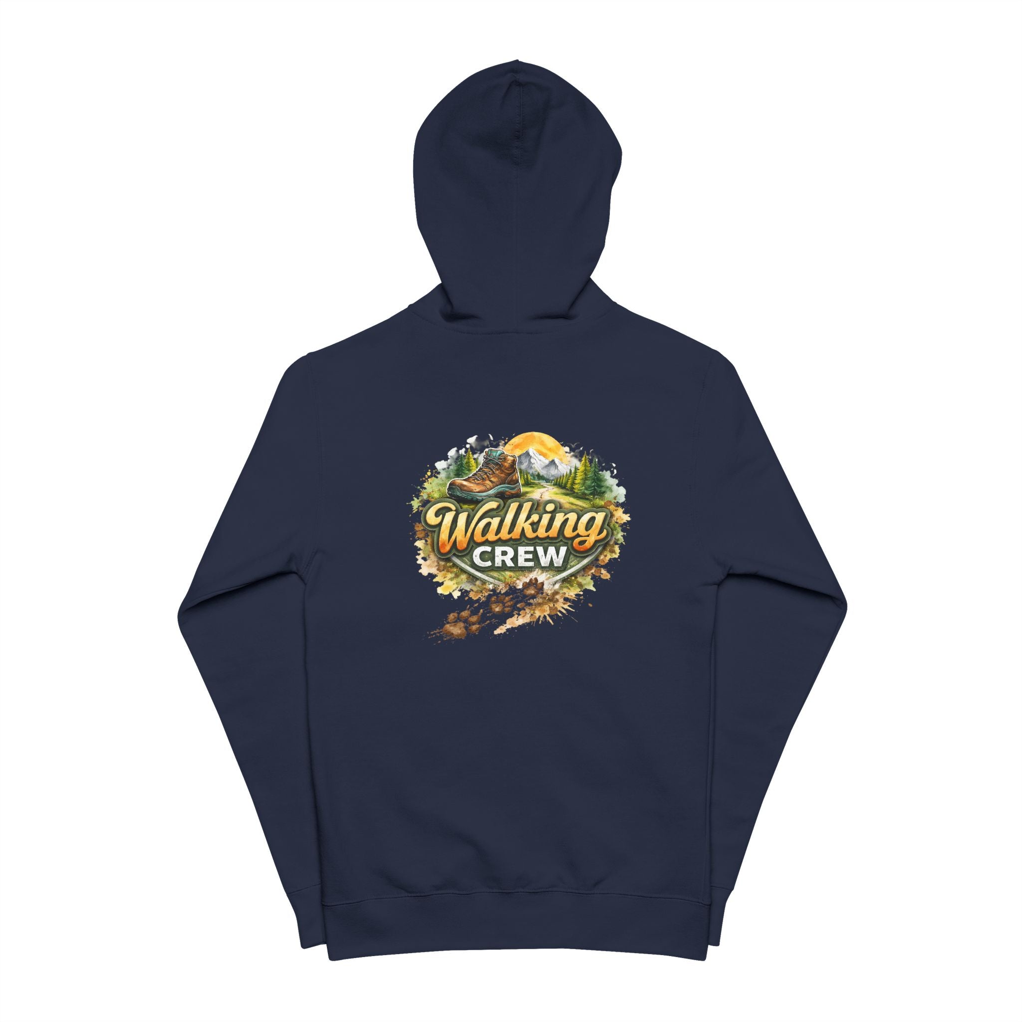 Slogan Zip-Up Hoodie — "Walking Crew" Graphic