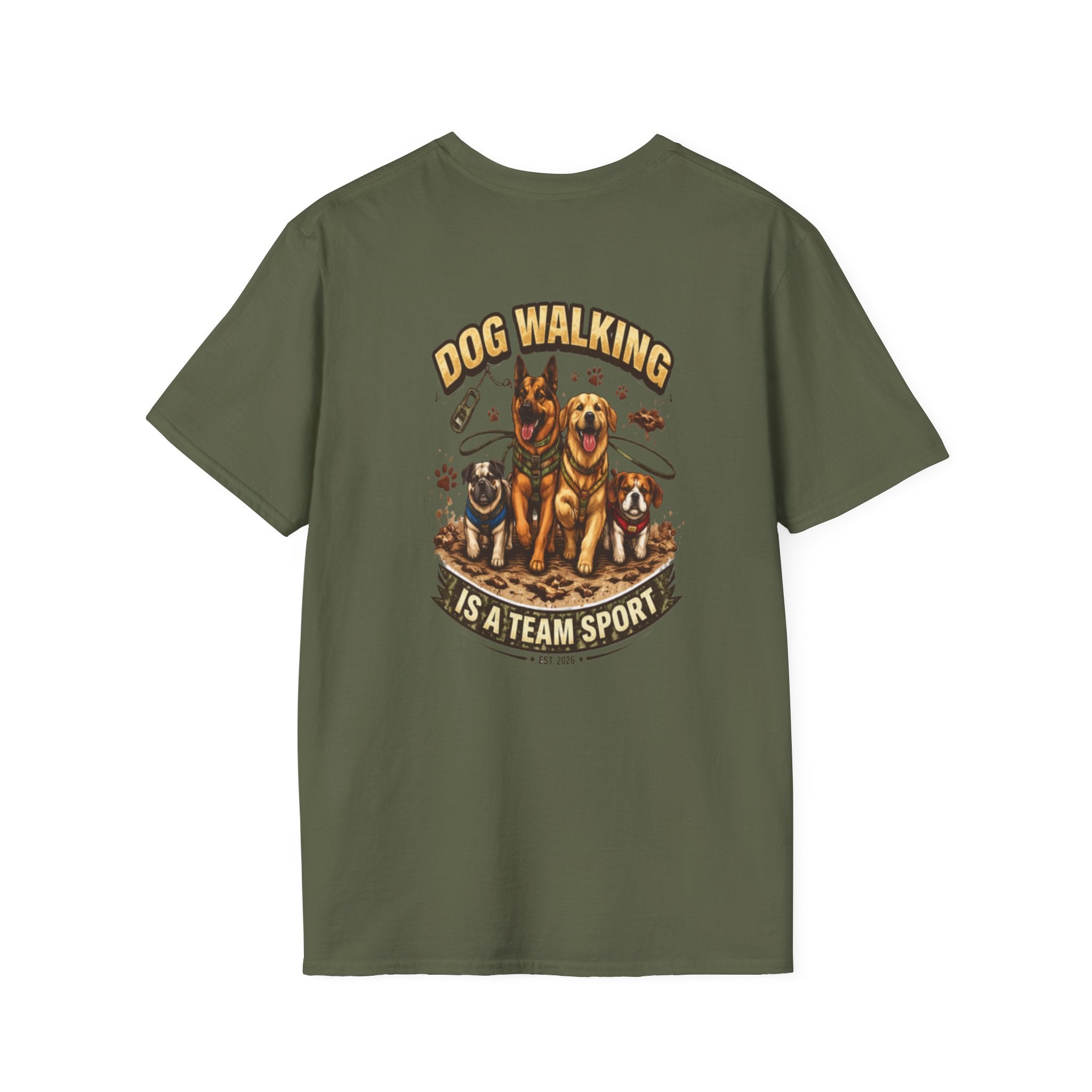 Slogan Tee 'Dog Walking Is A Team Sport' Graphic