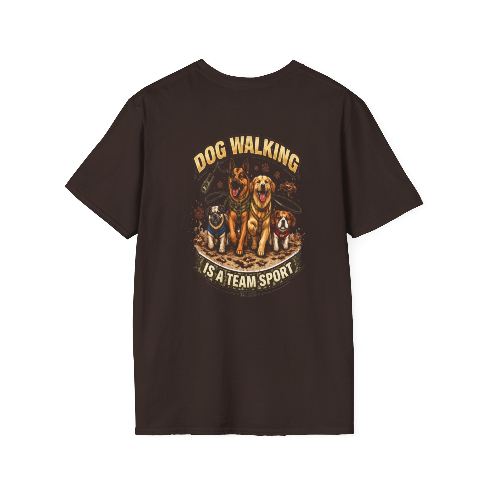 Slogan Tee 'Dog Walking Is A Team Sport' Graphic