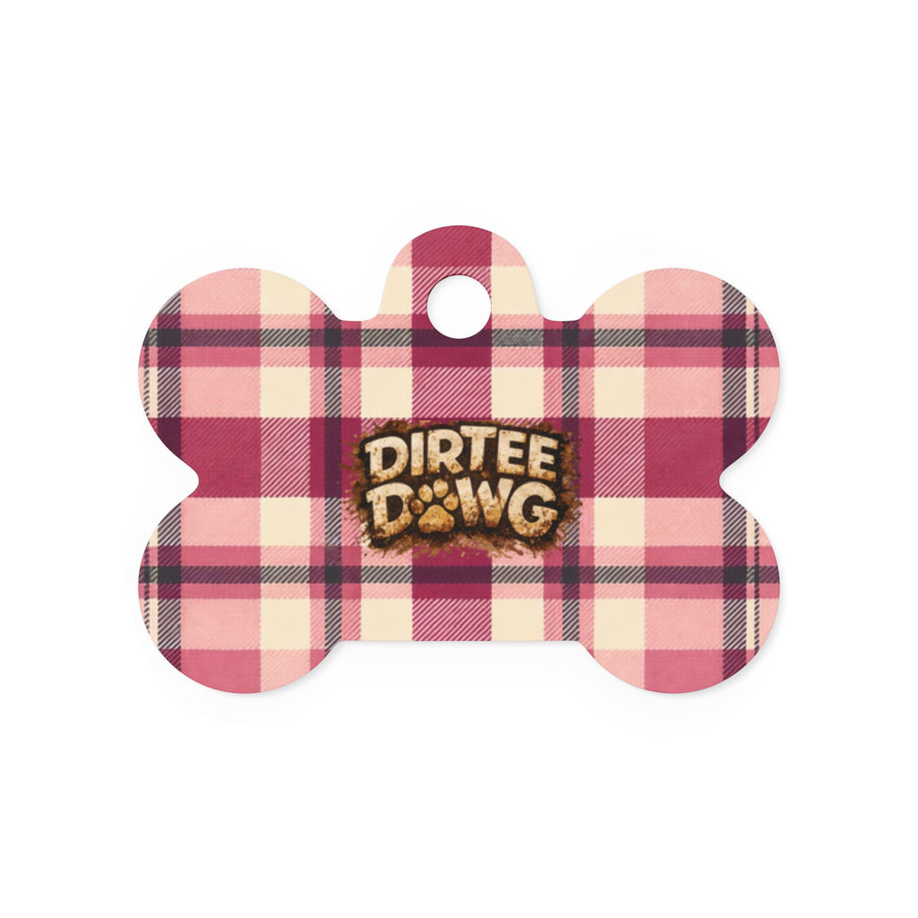 Pet Tag — "Dirtee Dawg" PInk Plaid