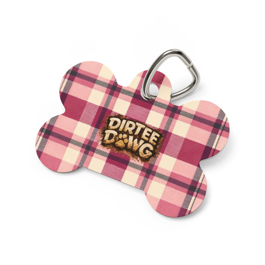 Pet Tag — "Dirtee Dawg" PInk Plaid