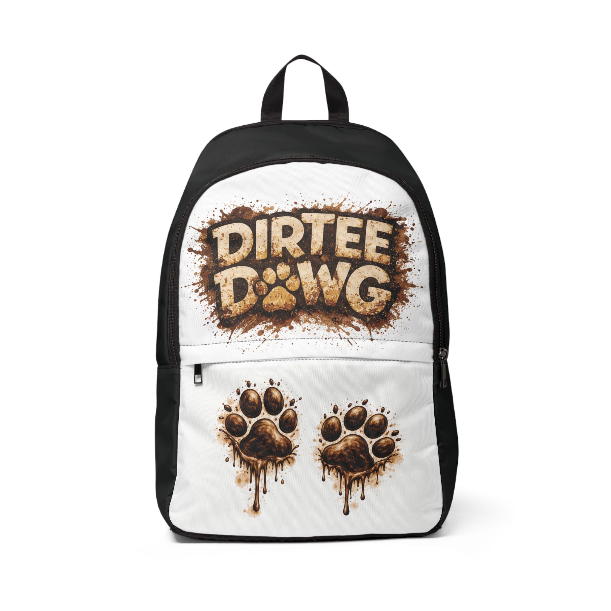 Dirtee Dawg Paw Print Backpack — Muddy Dog Lover Fabric Backpack