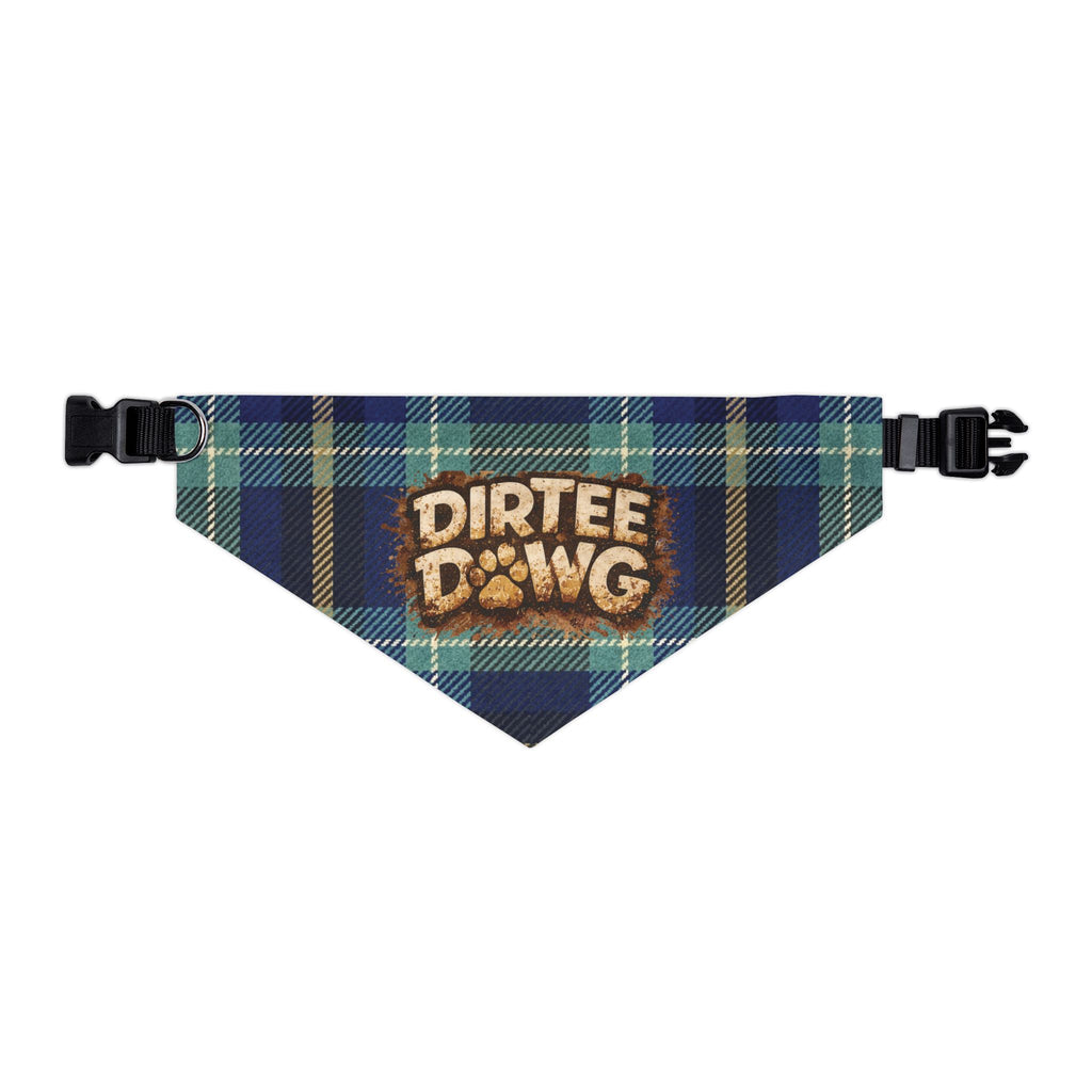 "Dirtee Dawg" Blue Plaid Bandana, Collar