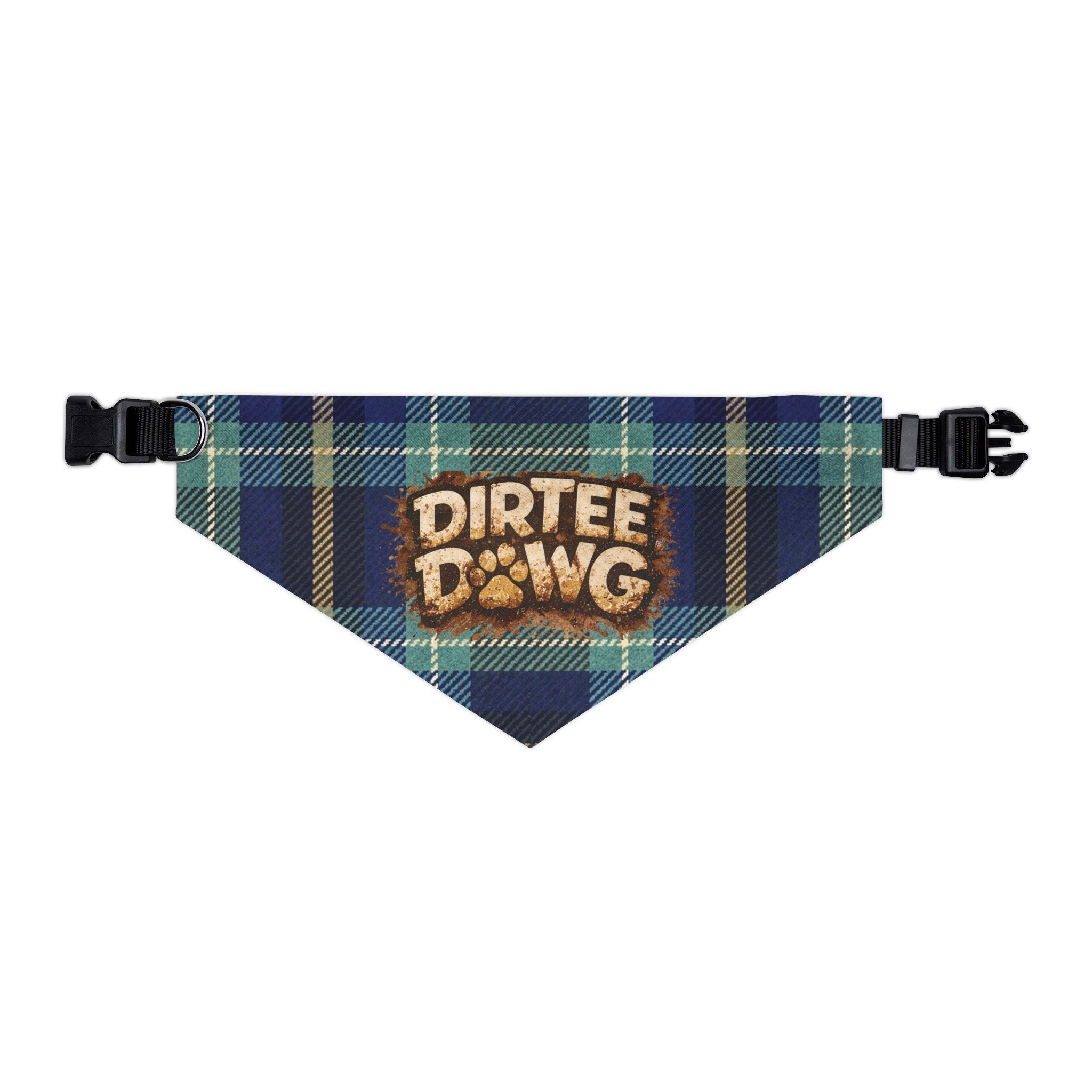 "Dirtee Dawg" Blue Plaid Bandana, Collar
