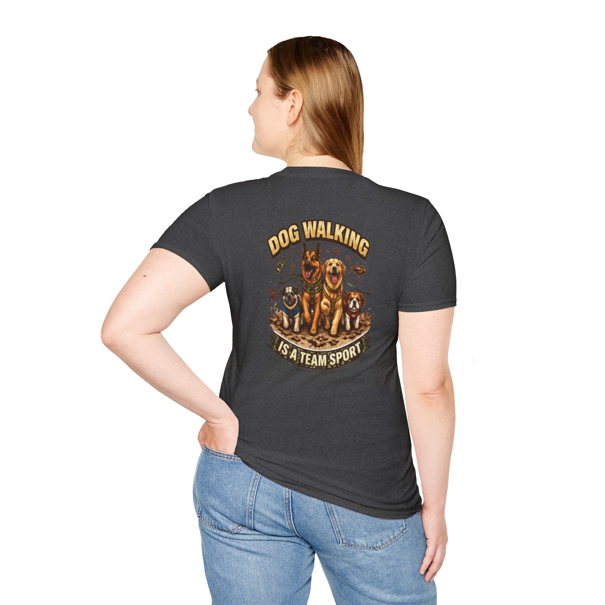 Slogan Tee 'Dog Walking Is A Team Sport' Graphic