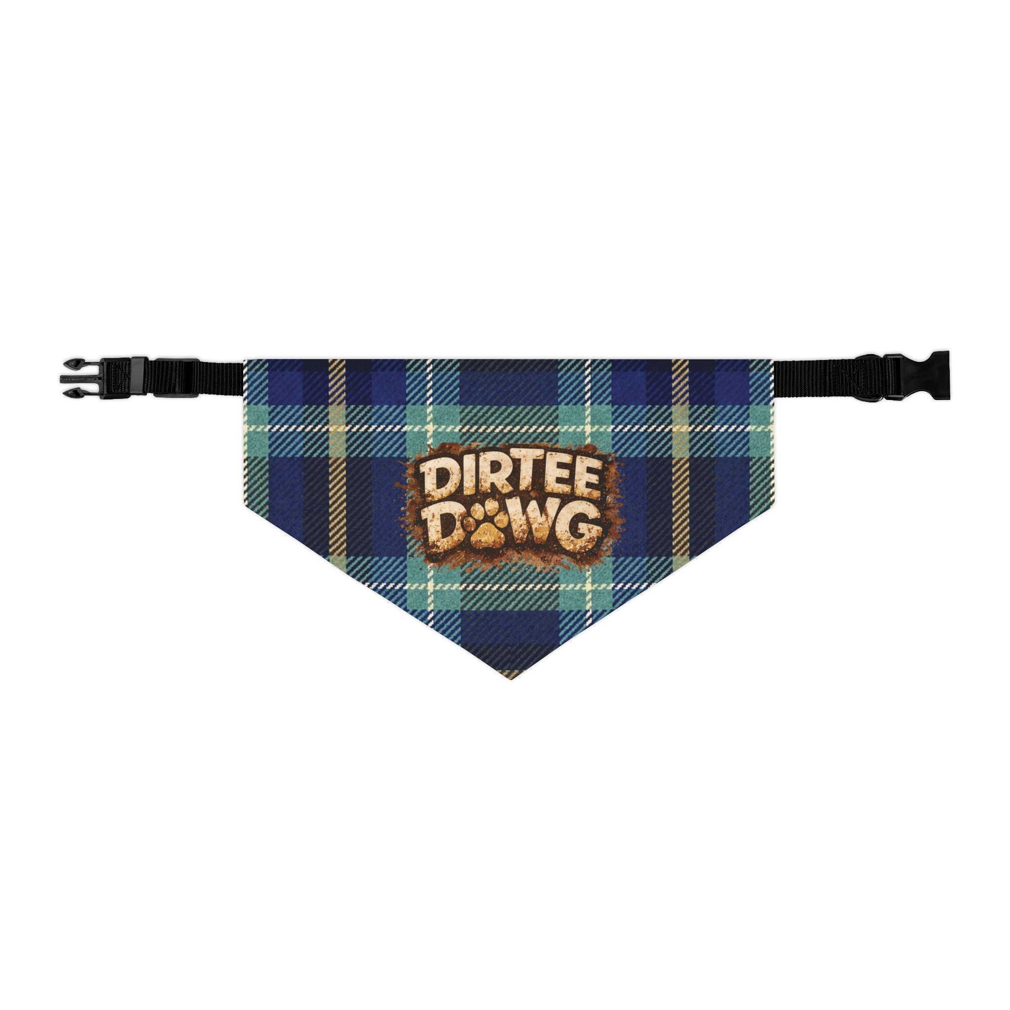 "Dirtee Dawg" Blue Plaid Bandana, Collar