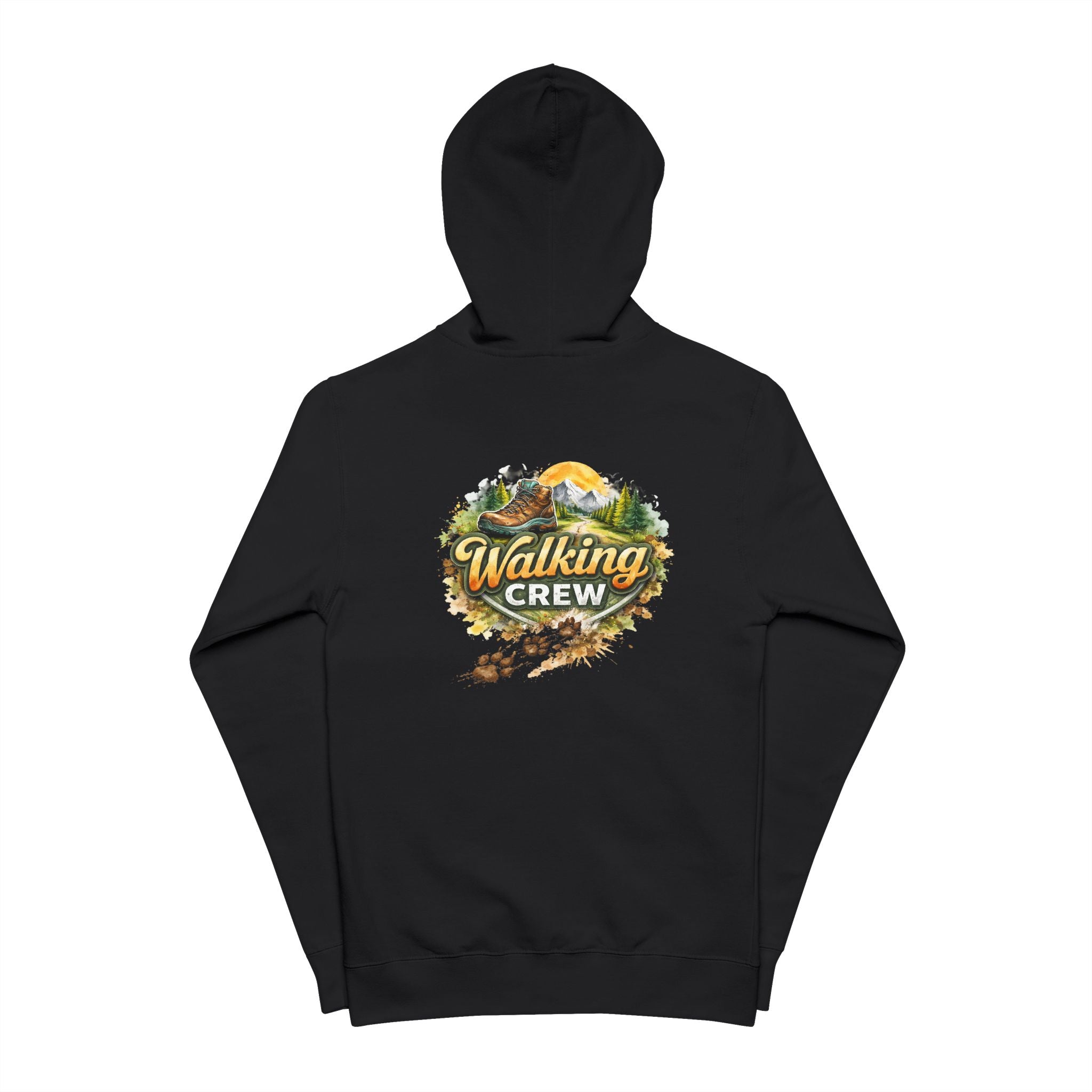 Slogan Zip-Up Hoodie — "Walking Crew" Graphic