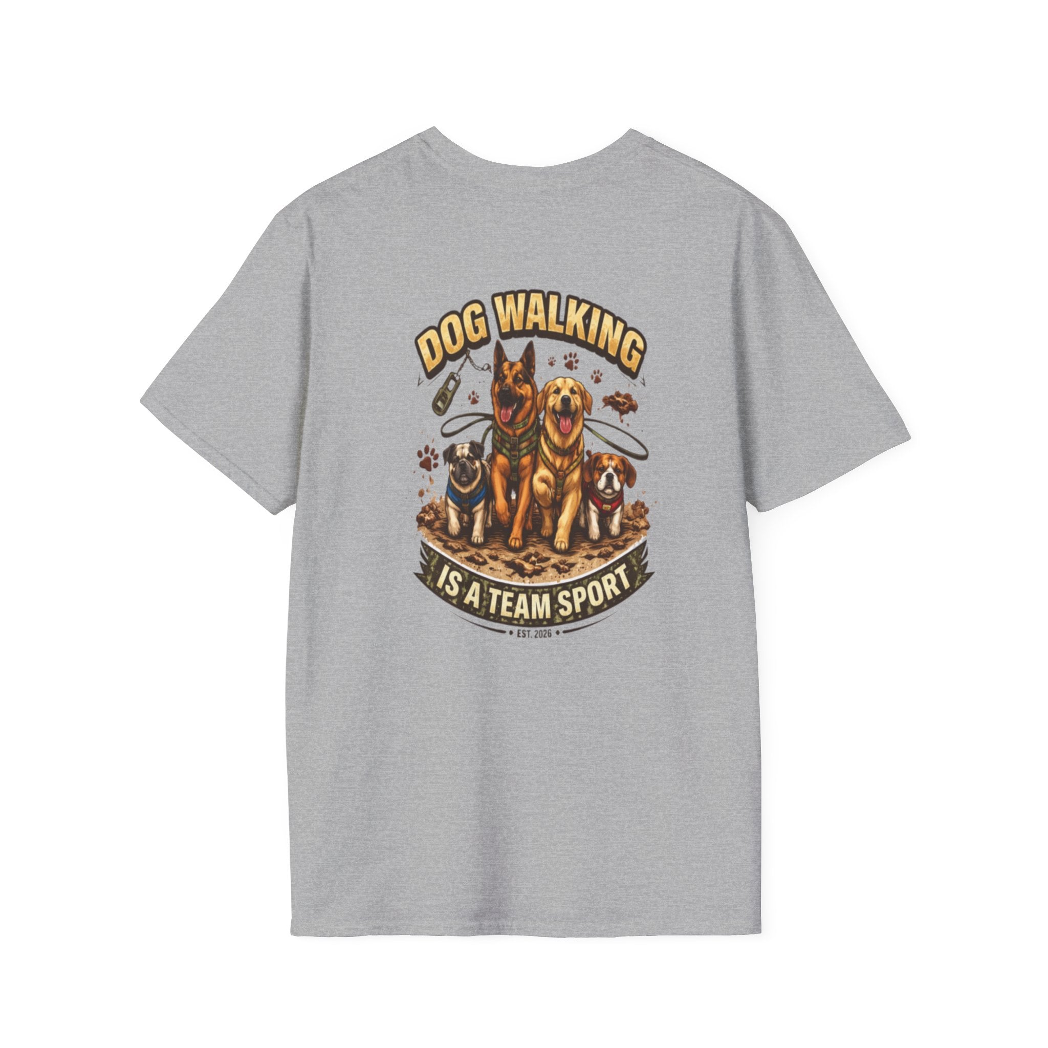 Slogan Tee 'Dog Walking Is A Team Sport' Graphic