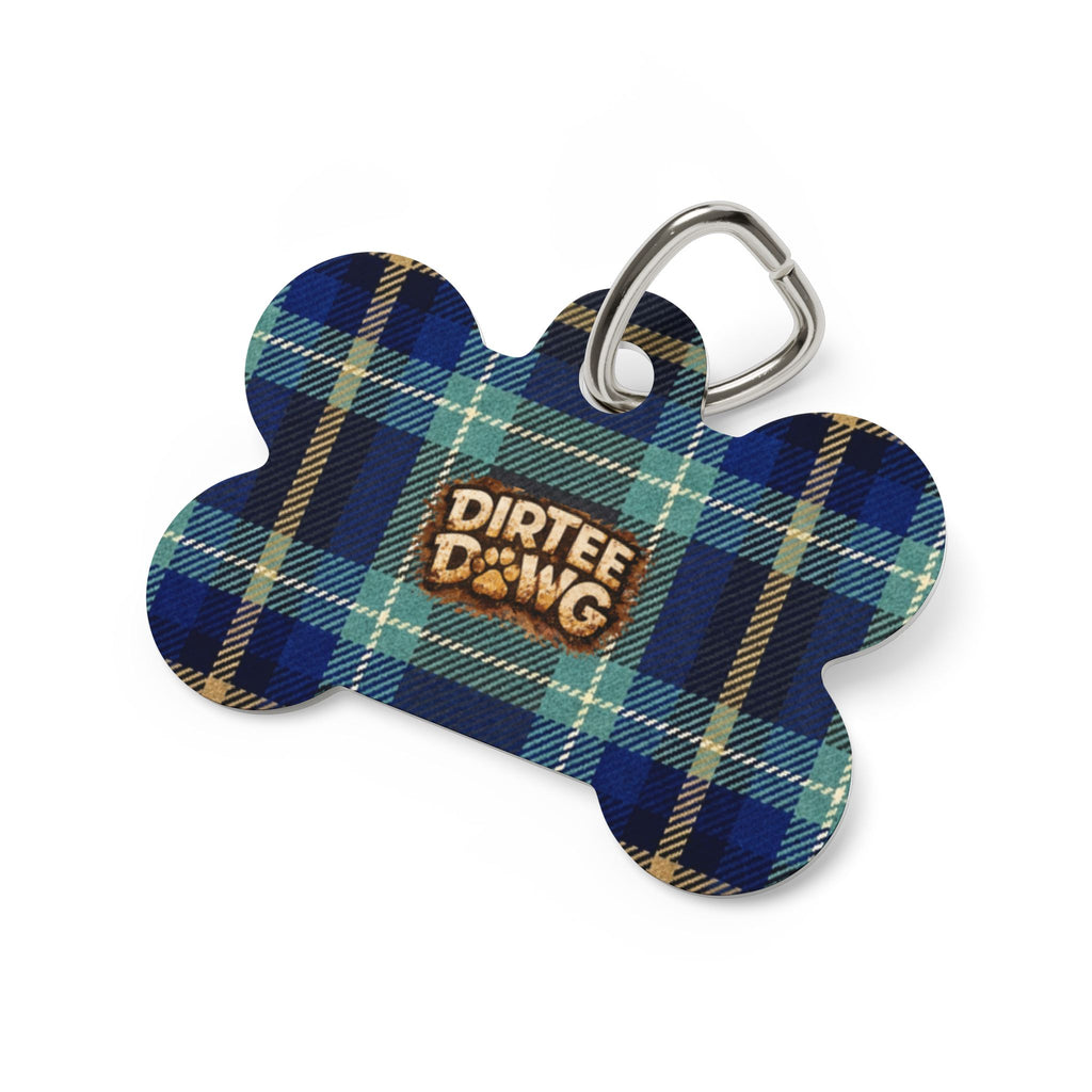 Pet tag DIRTEE DAWG  Blue Plaid