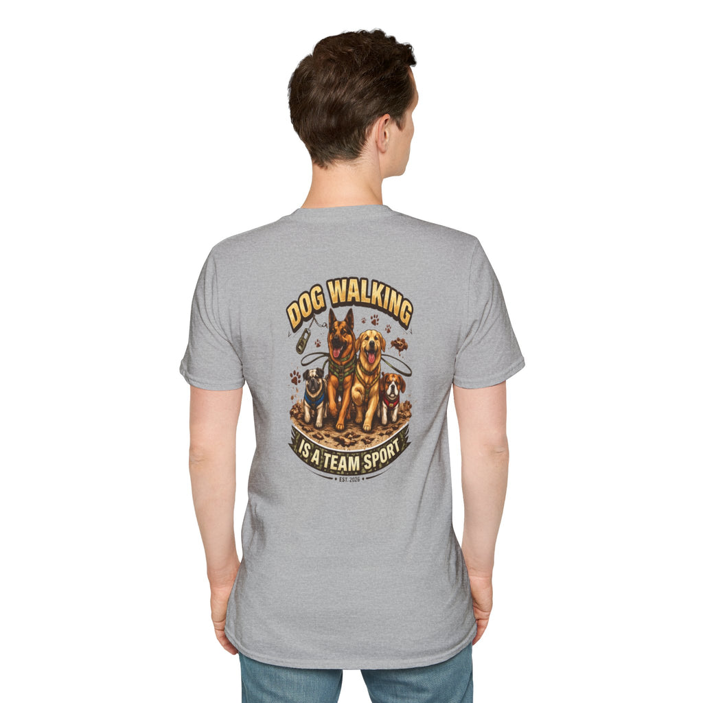 Slogan Tee 'Dog Walking Is A Team Sport' Graphic