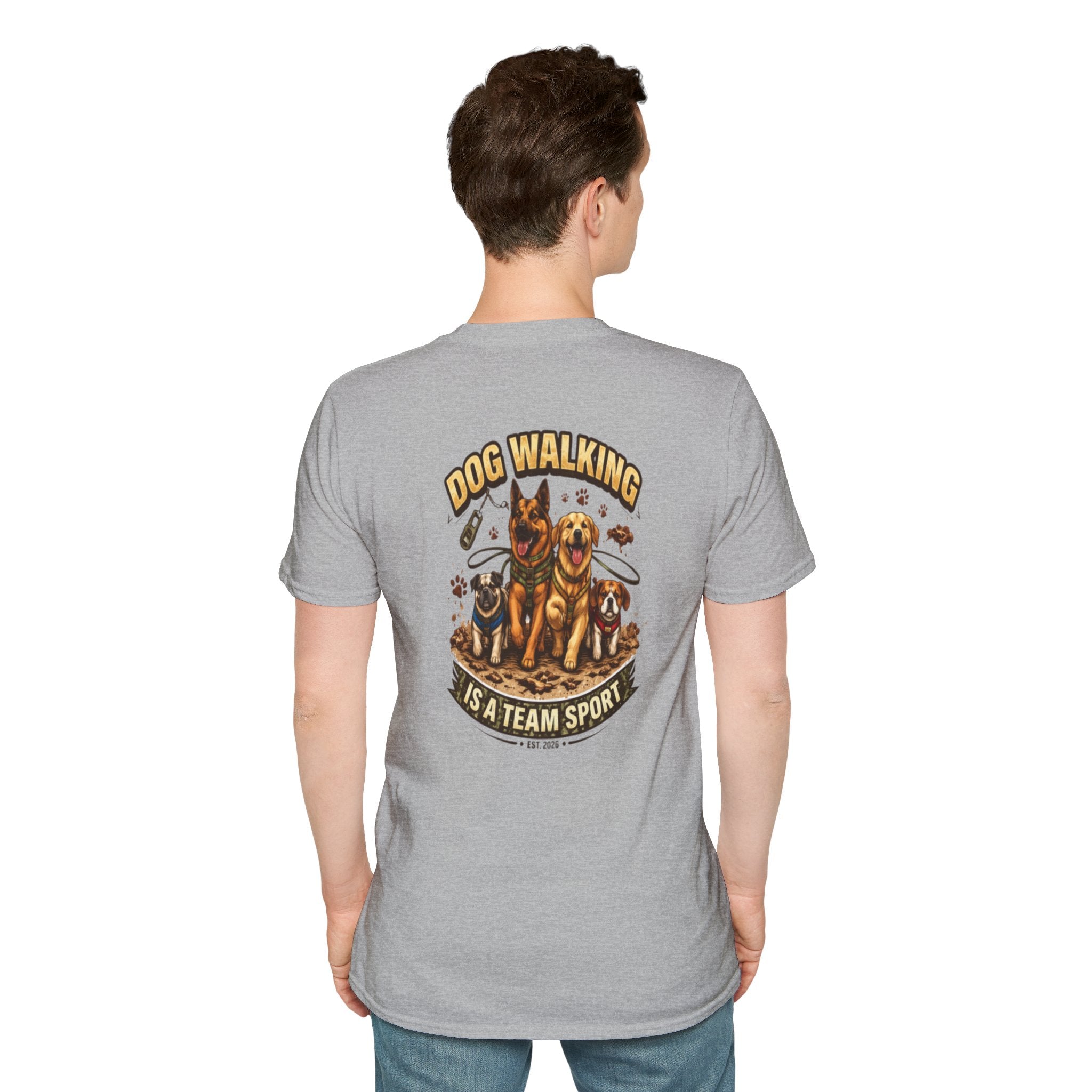 Slogan Tee 'Dog Walking Is A Team Sport' Graphic