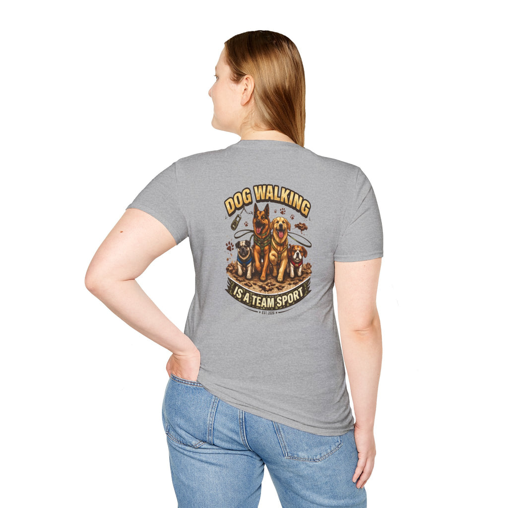 Slogan Tee 'Dog Walking Is A Team Sport' Graphic