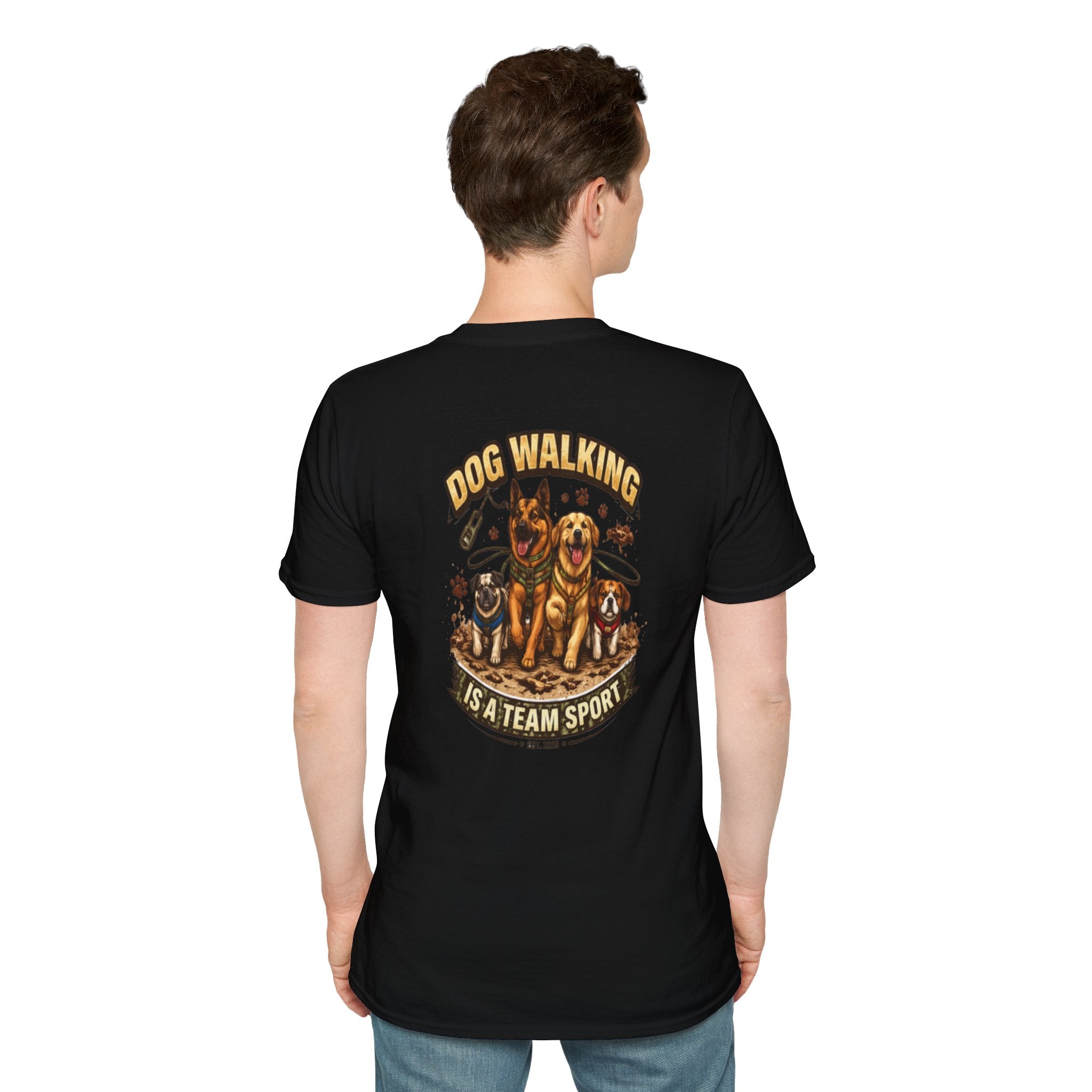 Slogan Tee 'Dog Walking Is A Team Sport' Graphic