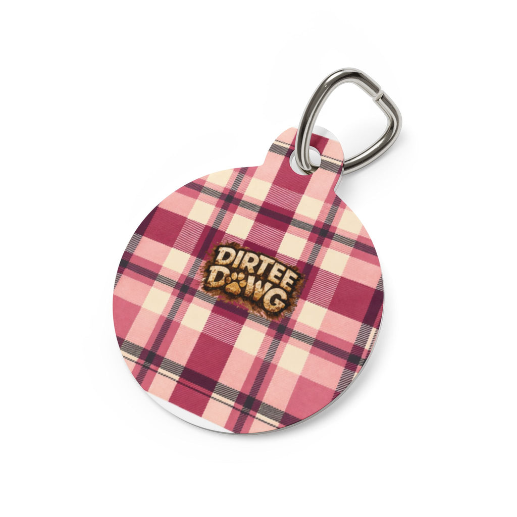 Pet Tag — "Dirtee Dawg" PInk Plaid