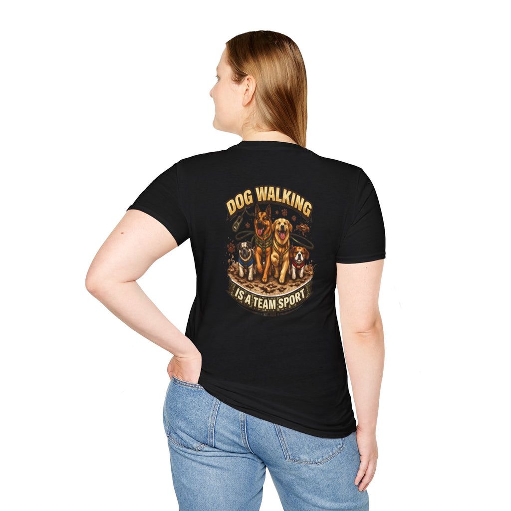 Slogan Tee 'Dog Walking Is A Team Sport' Graphic