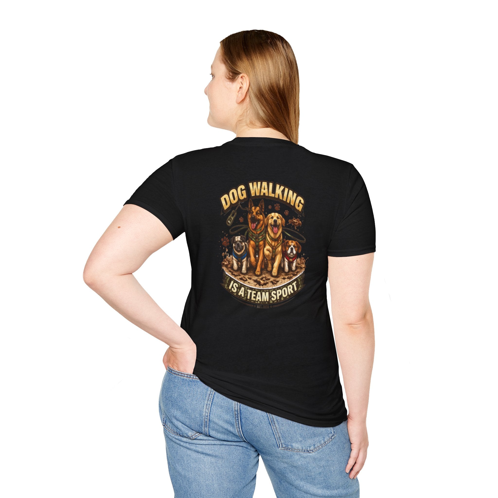Slogan Tee 'Dog Walking Is A Team Sport' Graphic