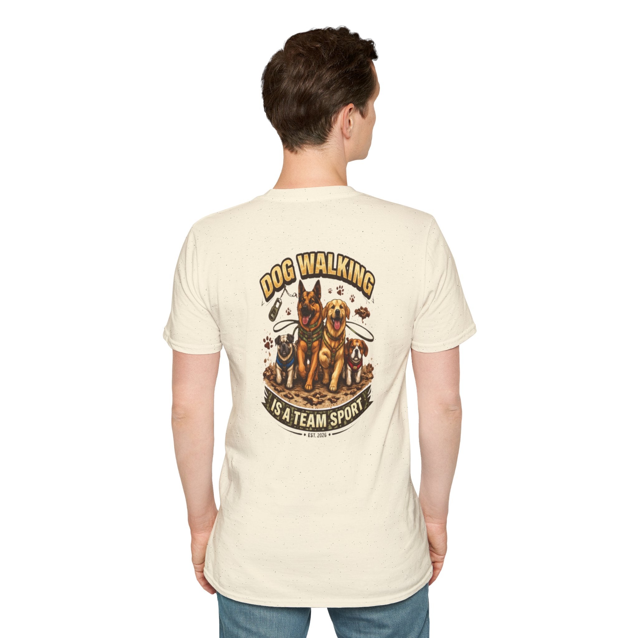 Slogan Tee 'Dog Walking Is A Team Sport' Graphic