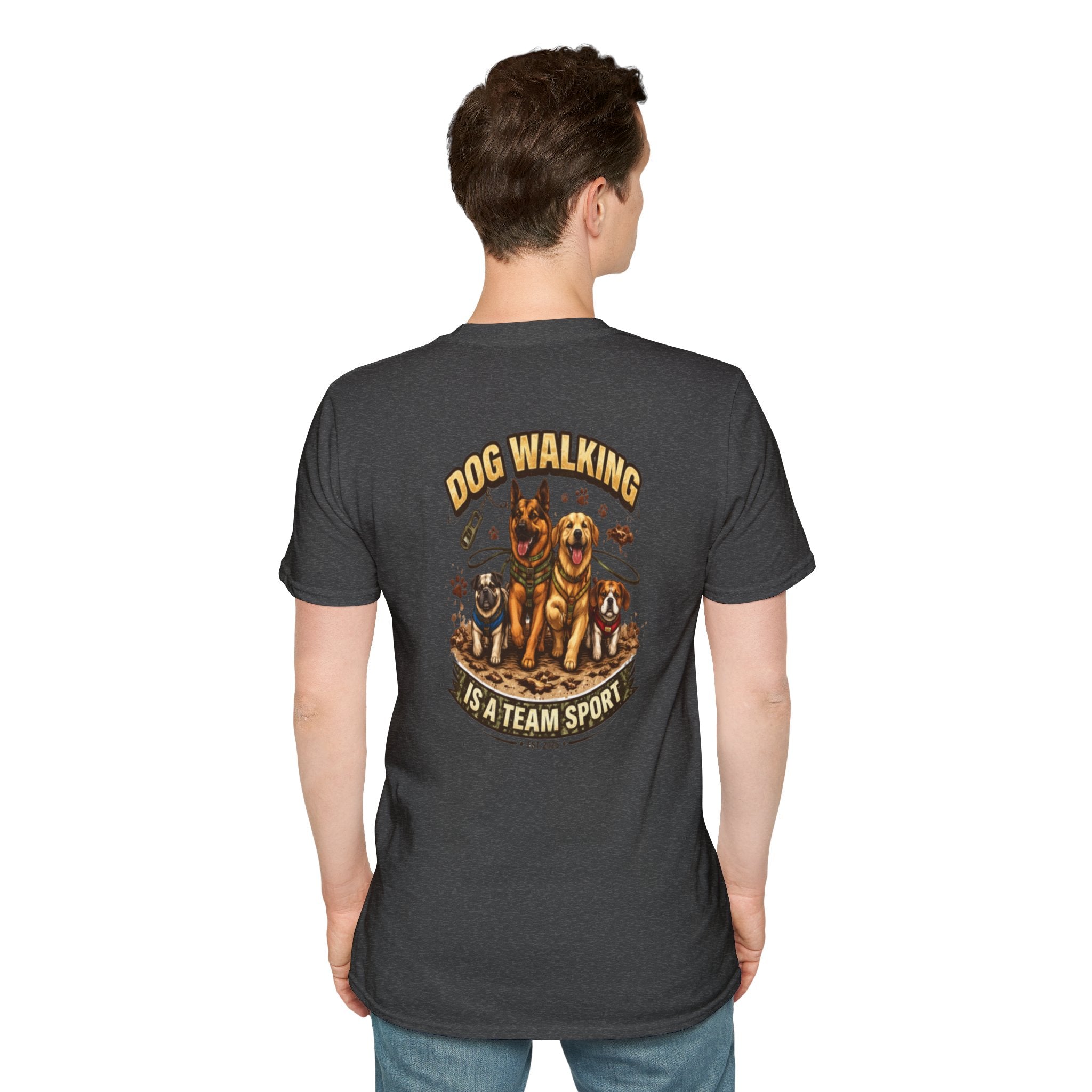 Slogan Tee 'Dog Walking Is A Team Sport' Graphic