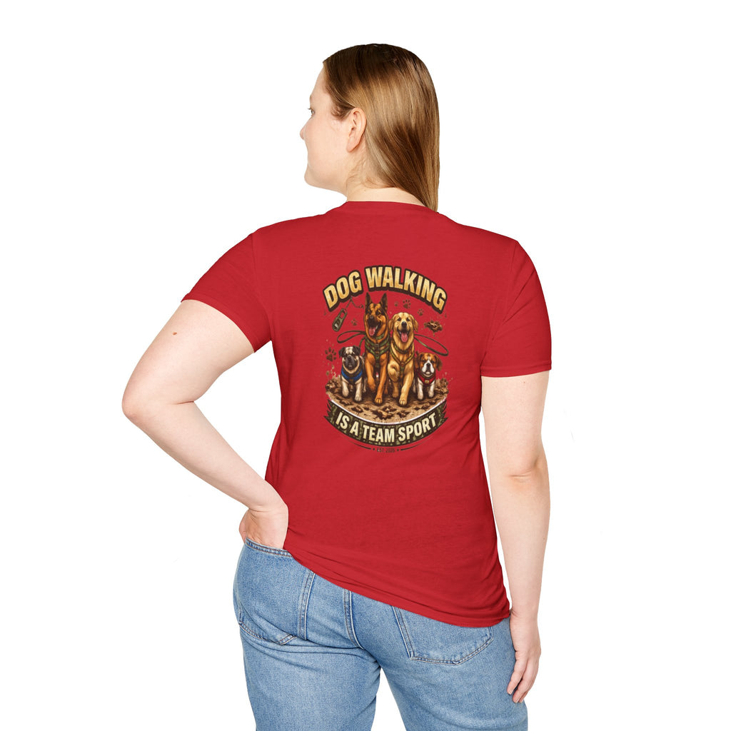 Slogan Tee 'Dog Walking Is A Team Sport' Graphic