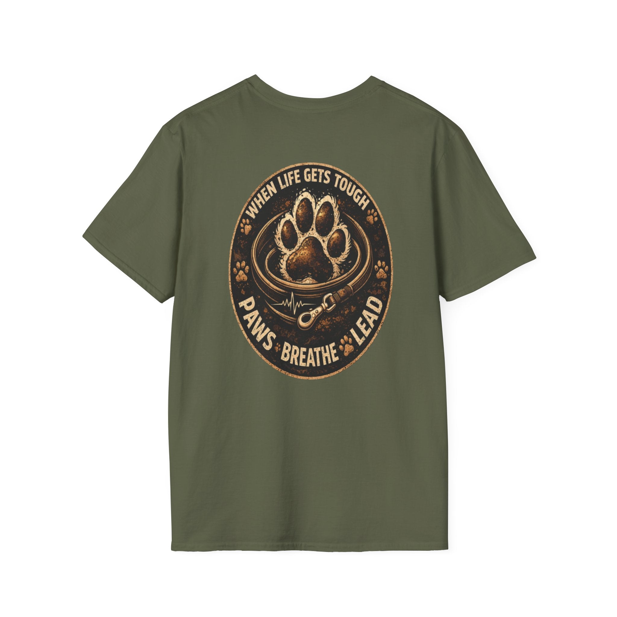 Slogan Tee "PAWS, BREATHE, LEAD" Graphic