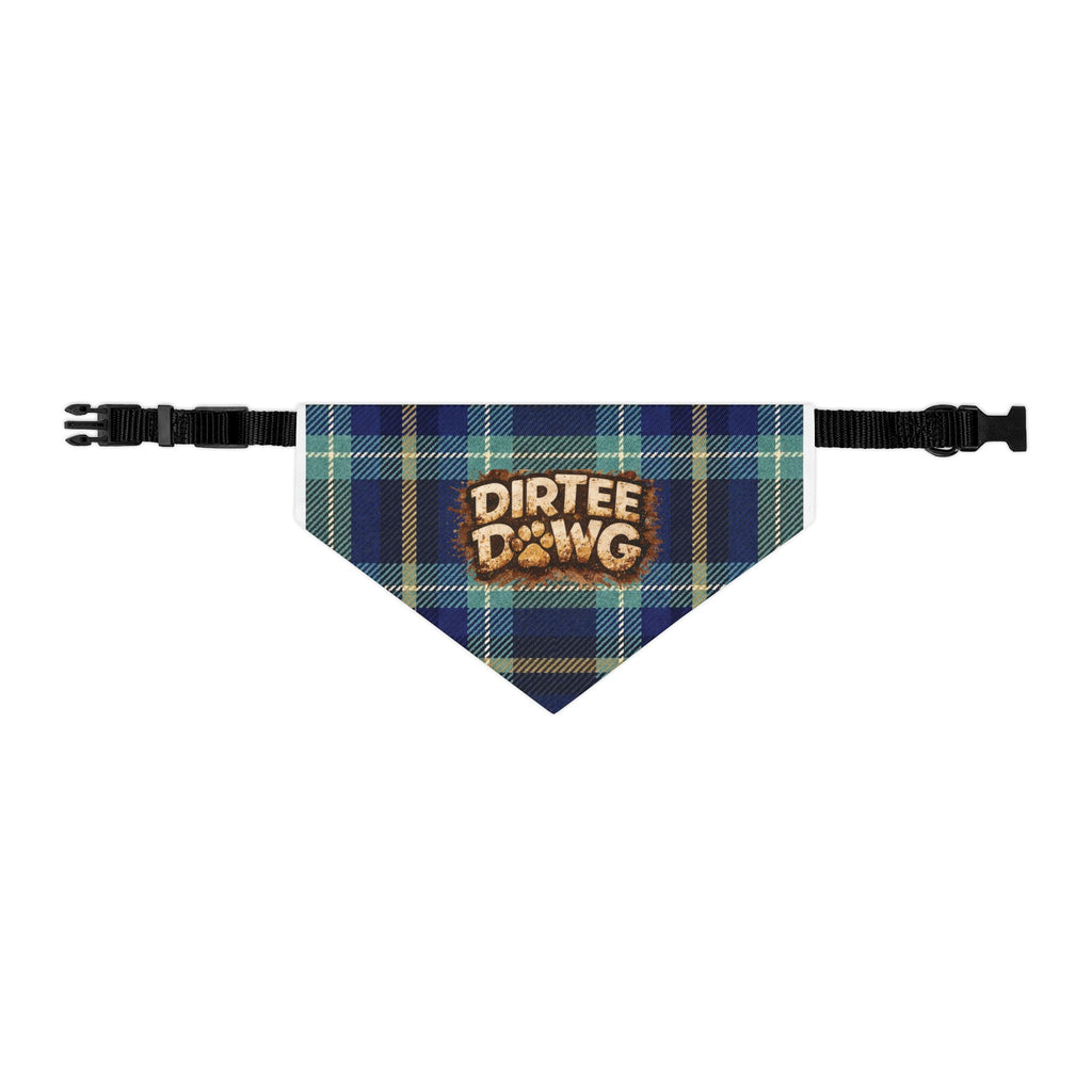 "Dirtee Dawg" Blue Plaid Bandana, Collar