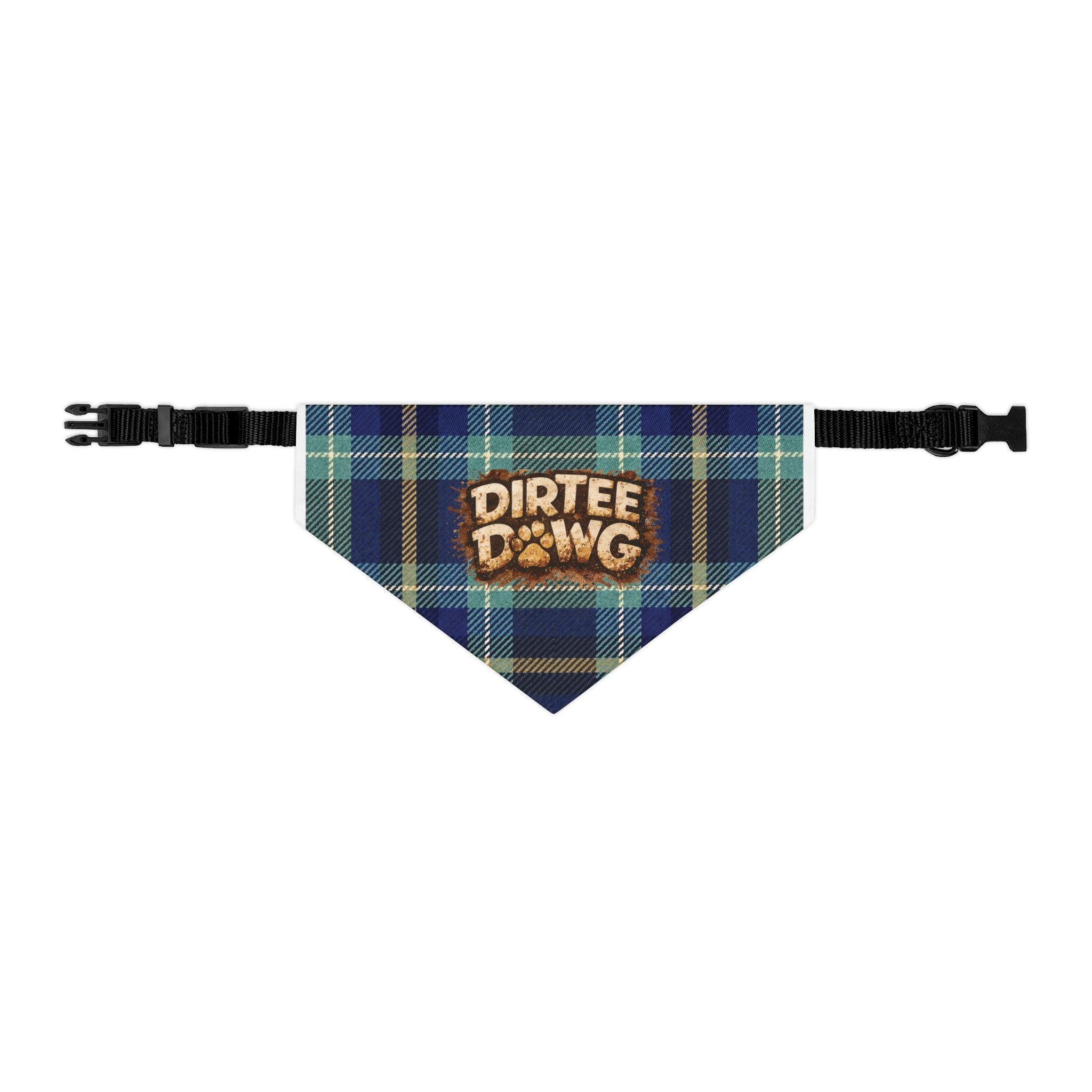 "Dirtee Dawg" Blue Plaid Bandana, Collar