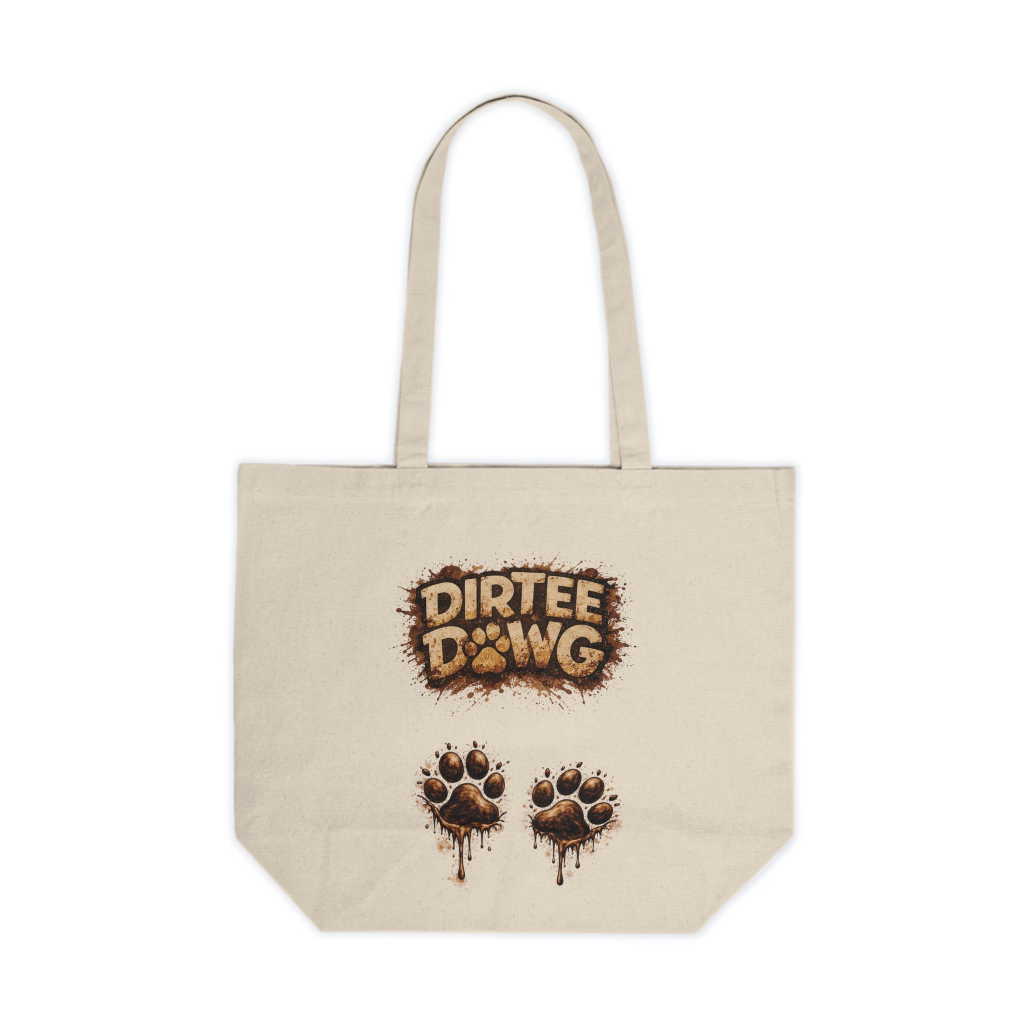Dirtee Dawg Canvas Tote Bag – Vintage Dog Logo & Paw Print