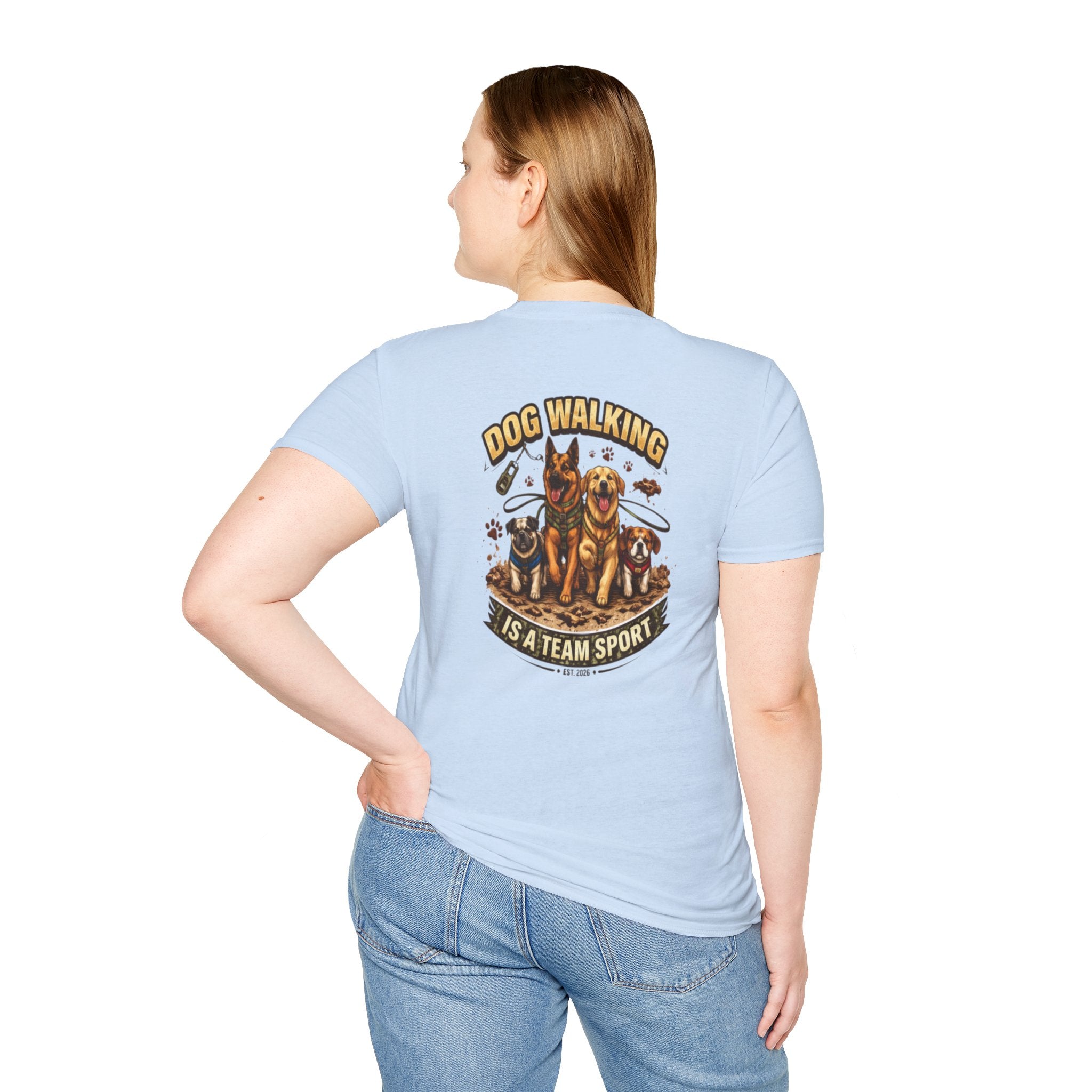 Slogan Tee 'Dog Walking Is A Team Sport' Graphic