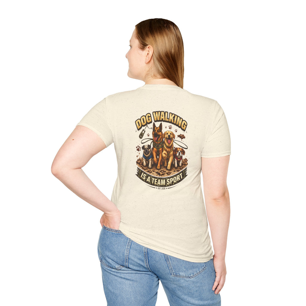Slogan Tee 'Dog Walking Is A Team Sport' Graphic