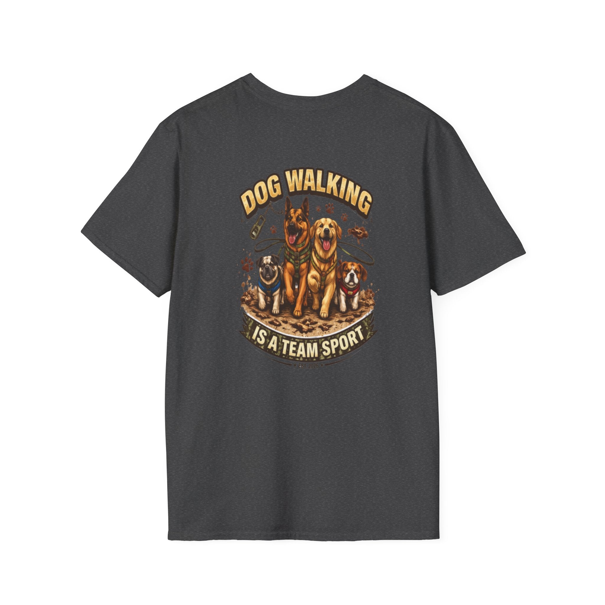 Slogan Tee 'Dog Walking Is A Team Sport' Graphic